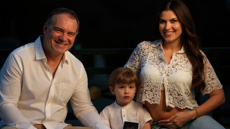 Thor Batista com a esposa, Lunara Campos, e o filho — Foto: Reprodução/Instagram