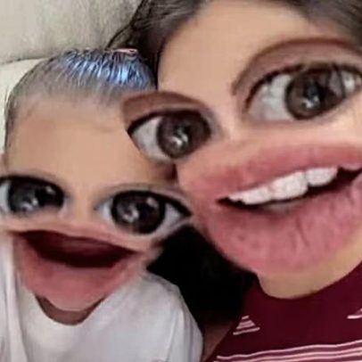 Amanda Kimberlly diverte-se com filtros com Helena, filha de Neyma