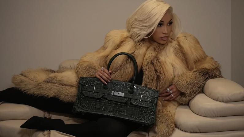 Cardi B shared photos on Instagram, featuring the rare JPG x Hermès Birkin bag.