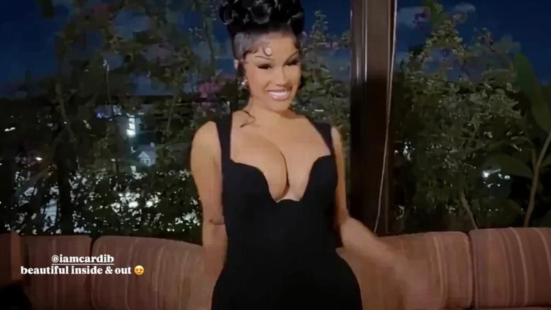Cardi B flaunted her figure in a risqué black dress while celebrating her boyfriend Stefon Diggs’ 32nd birthday. Cardi B/Instagram