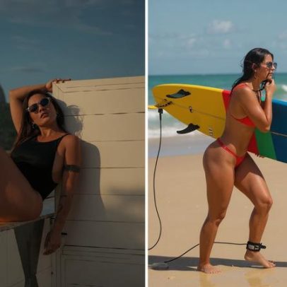 Carol Nakamura celebra início do verão nas praias do Rio