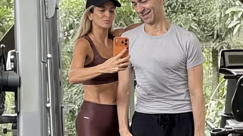 De folga do Jornal Nacional, Cesar Tralli treina com Ticiane Pinheiro em Campos do Jordão