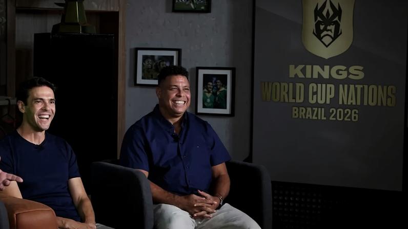 Ronaldo e Kaká participaram da live da Kings League para falar sobre a Copa do Mundo da modalidade criada por Piqué (Foto: Divulgação)