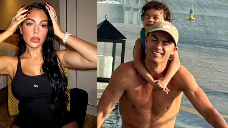 Georgina Rodríguez posta clique de Cristiano Ronaldo com caçula — Foto: Reprodução/Instagram