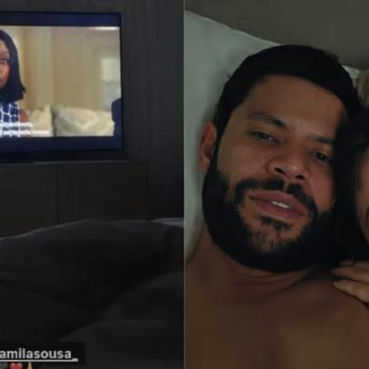 Hulk curte noite de filme em casa com a esposa