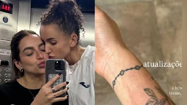 Boo Unzueta mostra hematomas no braço após 'brincar' de vôlei com a namorada — Foto: Reprodução/Instagram