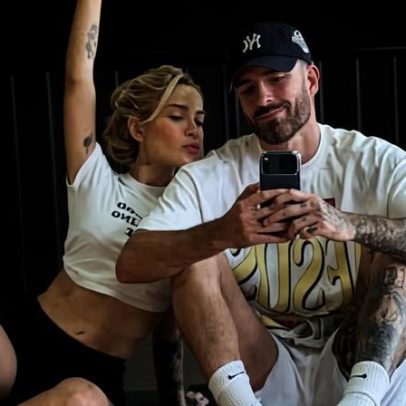 Karoline Lima e Léo Pereira treinam juntos na academia