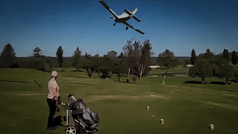 A small plane making an emergency landing on a golf course in Sydney, Australia