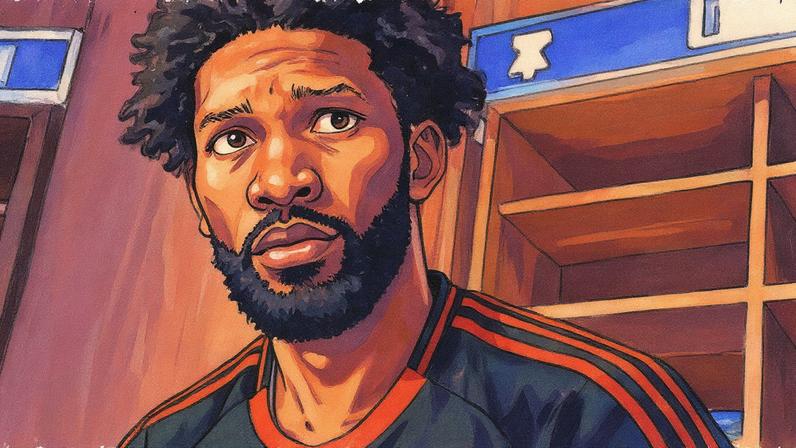 Joel Embiid usa camisa do Flamengo após jogo da NBA (Foto: Reprodução X)