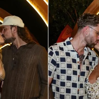 Karoline Lima, Léo Pereira e outros casais trocam beijos em festa em Noronha