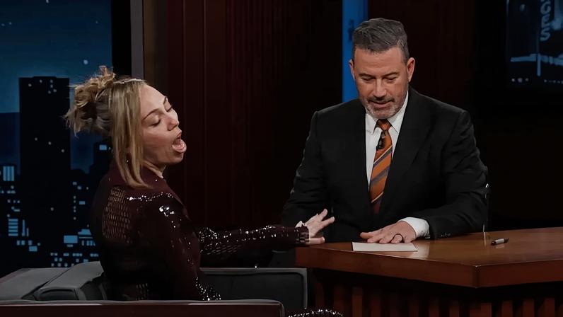 Miley Cyrus revealed her “phobia” of paper on “Jimmy Kimmel Live!” Thursday. Jimmy Kimmel Live/Youtube