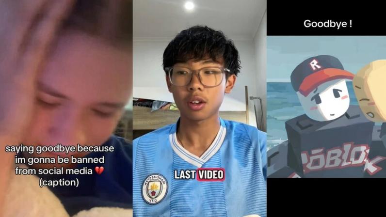 1 de 1 Adolescentes fazem post de despedida horas antes da Austrália proibir redes sociais para menores de 16 anos — Foto: Reprodução/TikTok