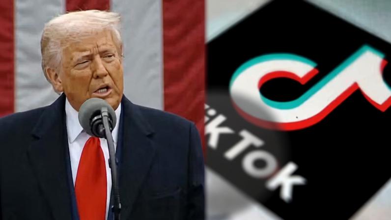 Donald Trump e TikTok — Foto: Jornal Nacional e AP.