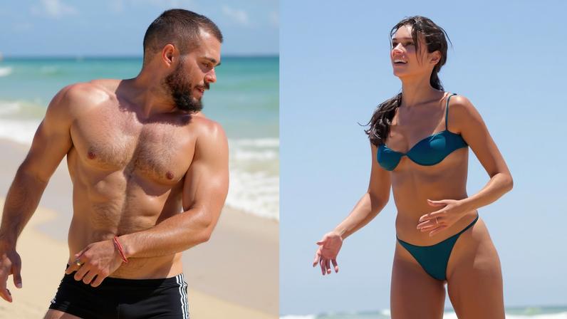 Alane e Fran Gil vão à praia de Ipanema