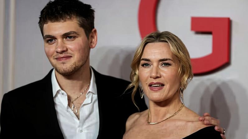 Kate Winslet e o filho caçula, Joe Anders — Foto: Getty Images