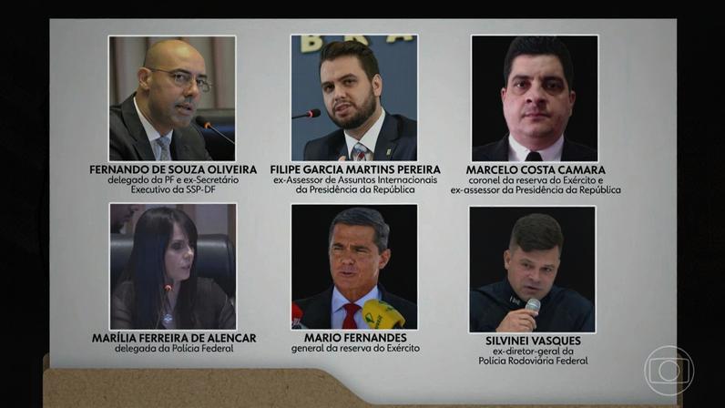 1 de 1 Os acusados pertencentes ao núcleo 2. — Foto: Reprodução/TV Globo