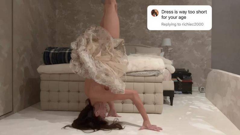 Hilaria Baldwin responded to an age-shaming troll with a yoga demonstration via Instagram. Hilaria Baldwin/Instagram