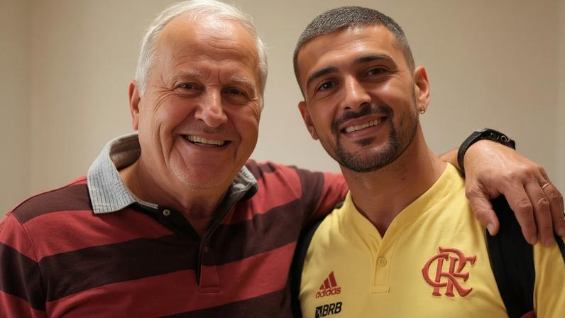 Zico e Arrascaeta juntos após jogo do Flamengo Reprodução