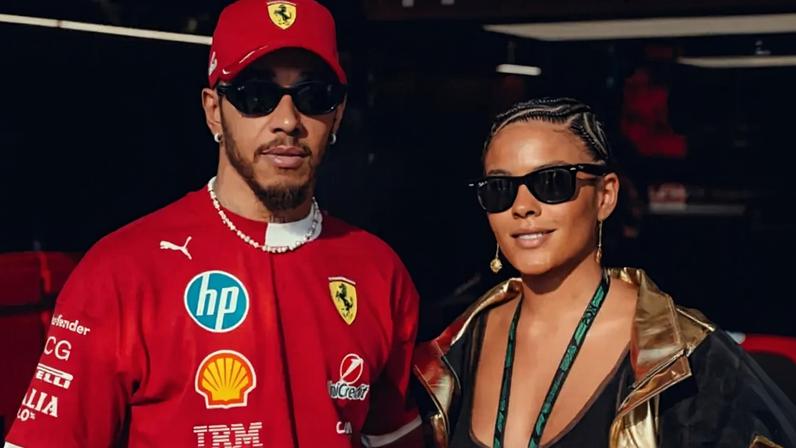 Lewis Hamilton e Bella Campos se encontram antes do GP do Catar da Fórmula 1 (Foto: Reprodução / Instagram)