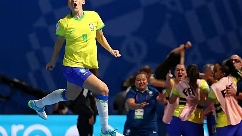 A artilheira Emily abriu o placar para o Brasil (Divulgação)