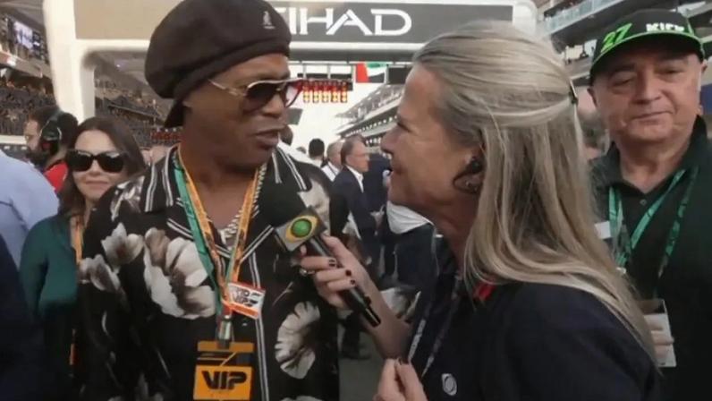 Ronaldinho Gaúcho em entrevist à BAND no GP de Abu Dhabi de Fórmula 1 (Reprodução)
