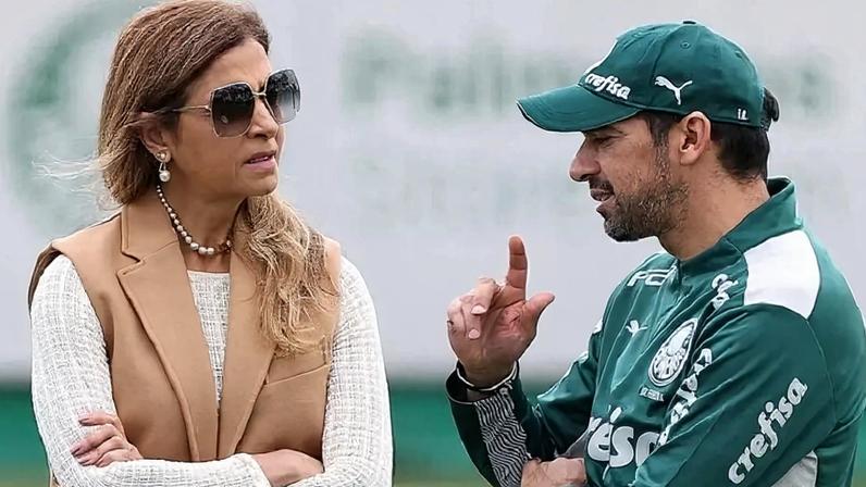 Leila Pereira, presidente do Palmeiras, ao lado do técnico Abel Ferreira (Foto: Cesar Greco/Palmeiras)
