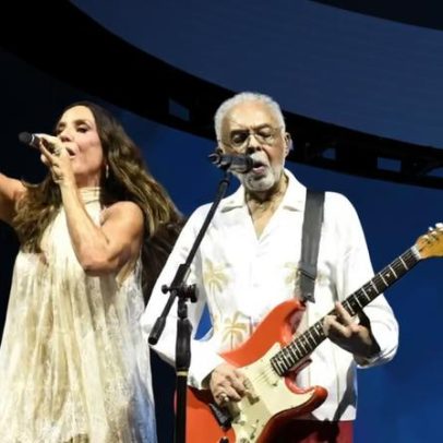 Ivete Sangalo brinca com encerramento da turnê de Gilberto Gil