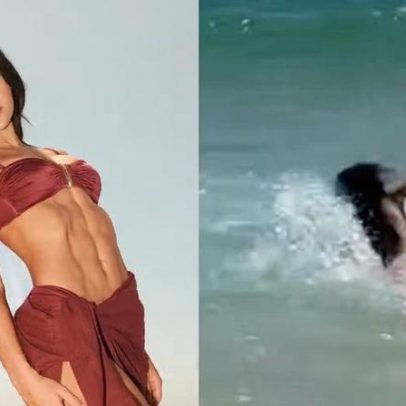 Jade Picon sofre tombo ao mergulhar no mar do Rio de Janeiro