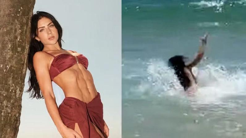 Jade Picon leva tombo no mar — Foto: Reprodução/Instagram