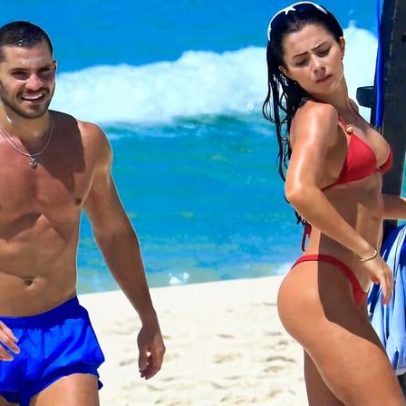 Jade Picon curte praia com André Lamoglia no Rio de Janeiro