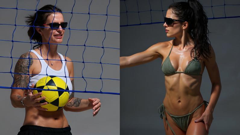 Jade Picon e Bárbara Labres jogam futevôlei — Foto: Fabrício Pioyani / Agnews