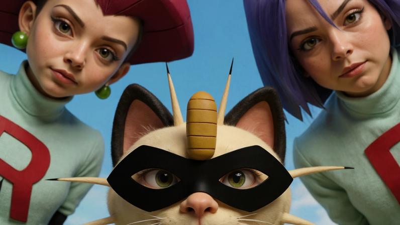 Jesse, James and Meowth wearing masks. © The Pokémon Company / Kotaku