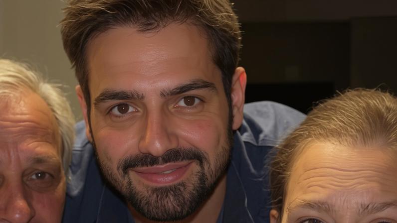 Faustão sorri em clique com o filho, João Silva — Foto: Reprodução/Instagram