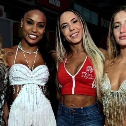 Lívia Andrade, Rebecca, Melão e Bruna Griphao sambam na quadra do Salgueiro