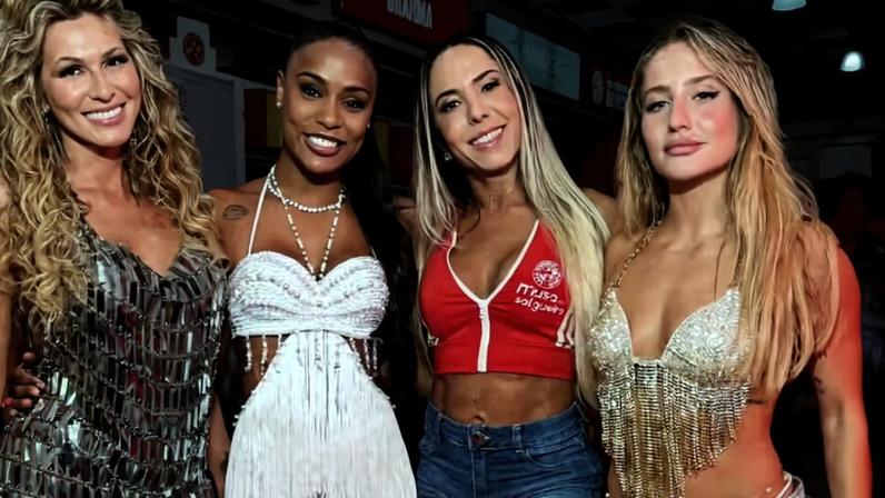 Lívia Andrade, Rebecca, Mulher Melão e Bruna Griphao na quadra do Salgueiro — Foto: Reprodução/Instagram