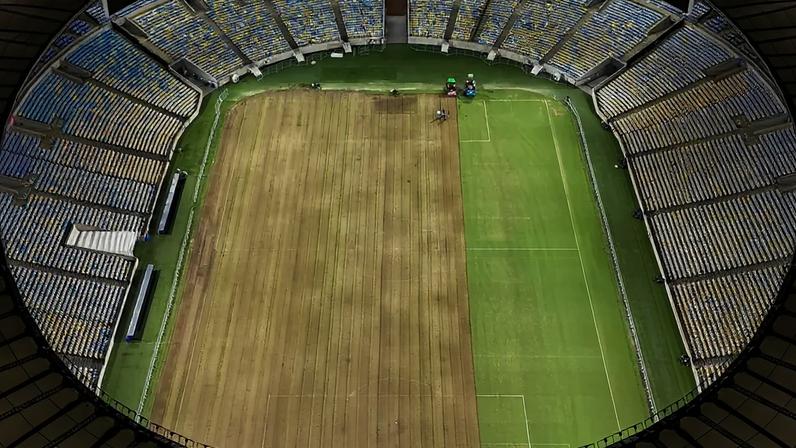 Gramado do Maracanã passa por tratamento ao fim da temporada de 2025 (Foto: Divulgação/Maracanã)