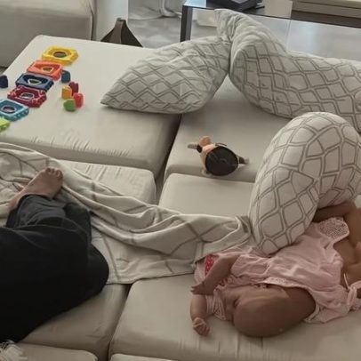 Neymar mostra soneca de Bruna Biancardi com as filhas Mel e Mavie