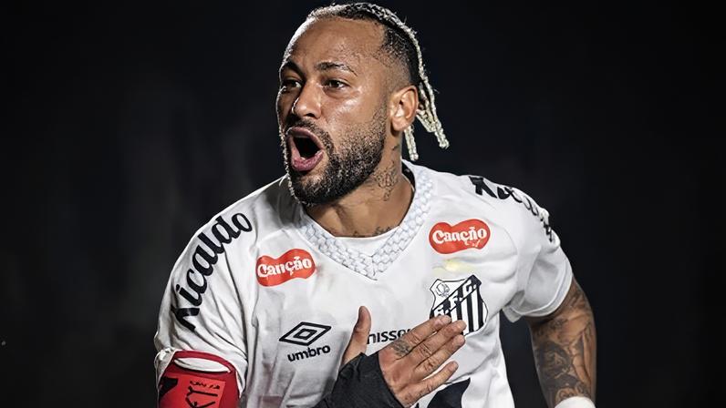 Neymar comemora gol contra o Flamengo
