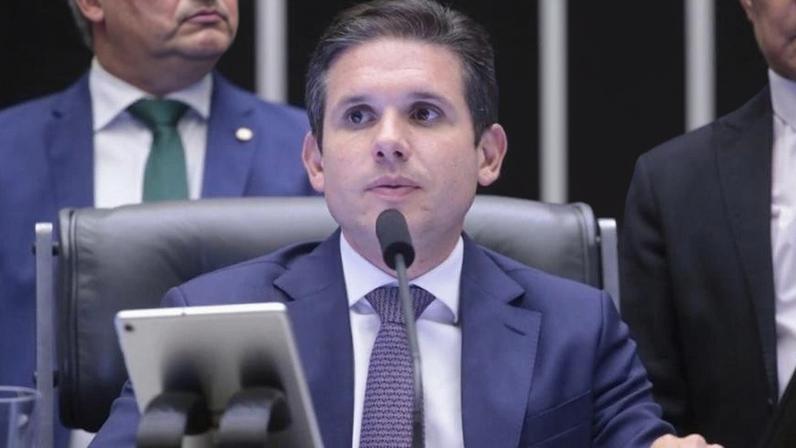 O presidente da Câmara, Hugo Motta, durante sessão