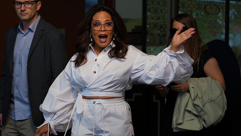 Oprah Winfrey was seen in Australia on Monday wearing a white poplin Zimmermann set. Media-Mode / SplashNews.com
