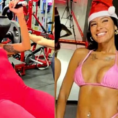 Pocah treina de Mamãe Noel no Natal e mostra resultado de biquíni