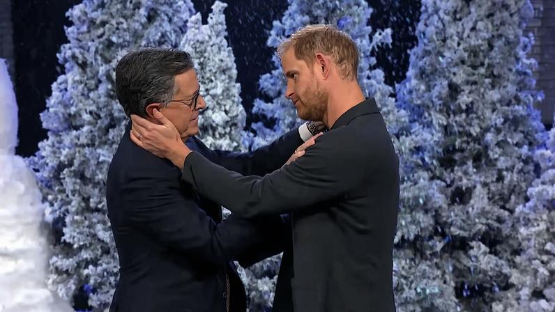 Prince Harry nearly planted a smooch on Stephen Colbert during the former’s surprise appearance on the “Late Show” Wednesday night. The Late Show with Stephen Colbert/Youtube