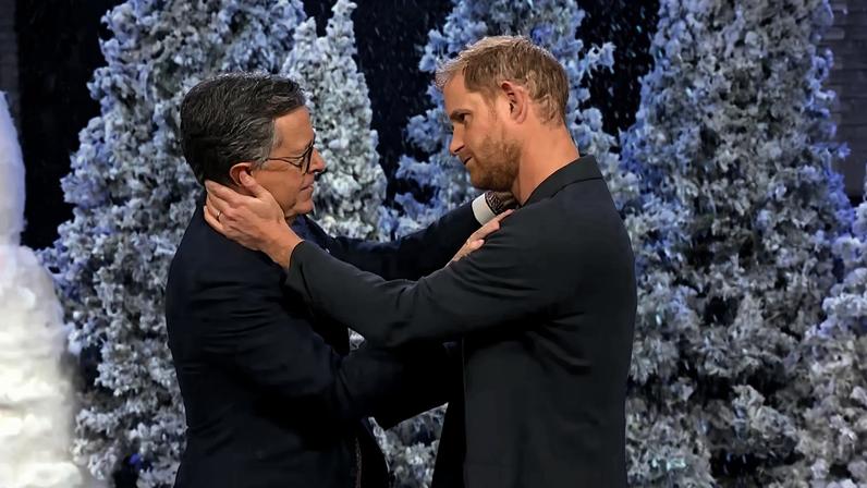 Prince Harry nearly planted a smooch on Stephen Colbert during the former’s surprise appearance on the “Late Show” Wednesday night. The Late Show with Stephen Colbert/Youtube