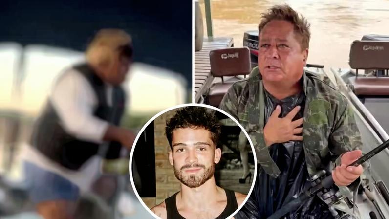 João Guilherme 'confunde' Patixa Teló com o pai Leonardo em foto pescando e web morre de rir; confira reações — Foto: Reprodução/Instagram/X