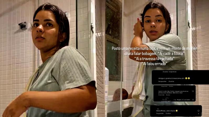 'No auge da TPM': Ary Mirelle perde a paciência e rebate críticas por não usar touca ao cozinhar em sua casa — Foto: Reprodução/Instagram