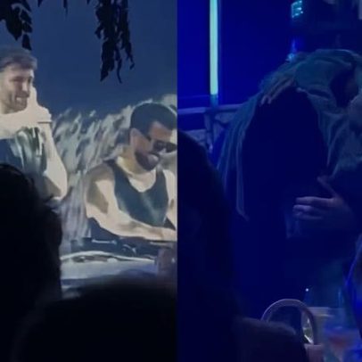 Léo Pereira declara para Karoline Lima e beija ex na festa do Flamengo