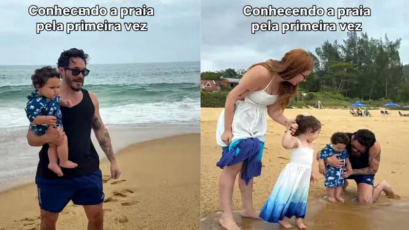 Viih Tube e Eliezer levam o filho Ravi, de 1 ano, para conhecer a praia — Foto: Reprodução/ Instagram