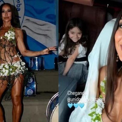 Sabrina Sato participa de ensaio da Vila Isabel no Morro dos Macacos com Zoe