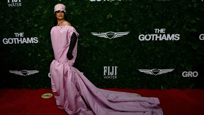 Rihanna wore a custom Balenciaga gown to the 2025 Gotham Film Awards. FilmMagic