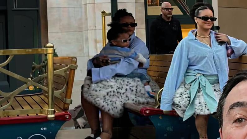 Rihanna encanta internautas ao ser vista passeando com o filho do meio, Riot — Foto: Reprodução X